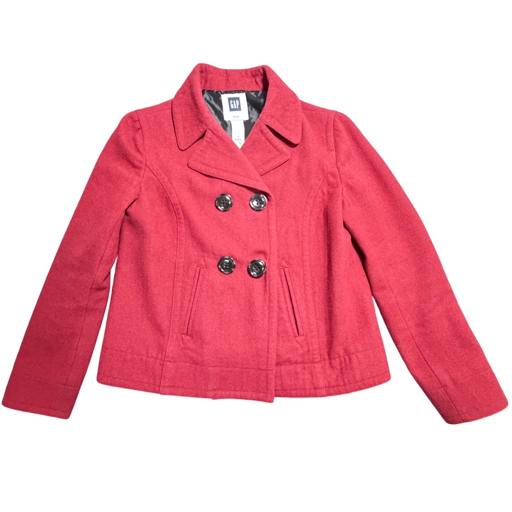 Gap Womens Red Wool Blend Double Breasted Peacoat Jacket‎ Medium RN54023